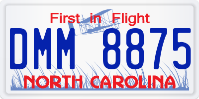NC license plate DMM8875