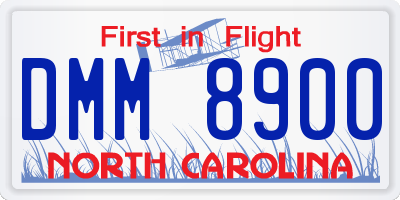 NC license plate DMM8900