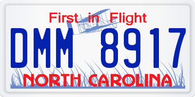 NC license plate DMM8917