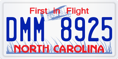 NC license plate DMM8925