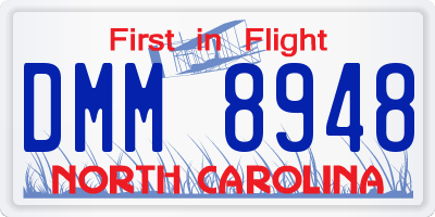 NC license plate DMM8948