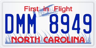 NC license plate DMM8949