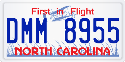 NC license plate DMM8955