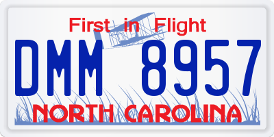 NC license plate DMM8957