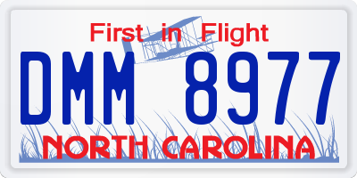 NC license plate DMM8977