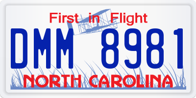 NC license plate DMM8981