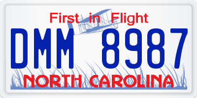 NC license plate DMM8987