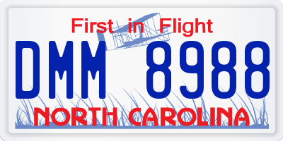 NC license plate DMM8988