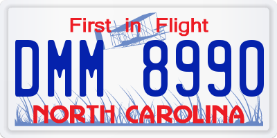 NC license plate DMM8990