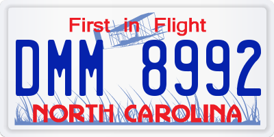 NC license plate DMM8992