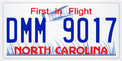 NC license plate DMM9017