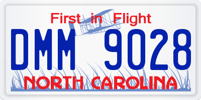 NC license plate DMM9028
