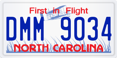 NC license plate DMM9034