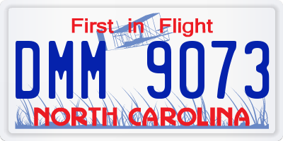 NC license plate DMM9073