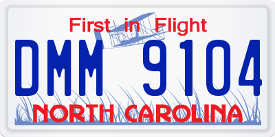 NC license plate DMM9104