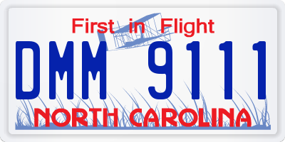 NC license plate DMM9111