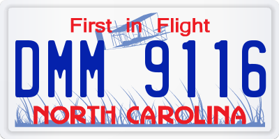 NC license plate DMM9116