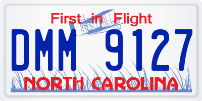 NC license plate DMM9127