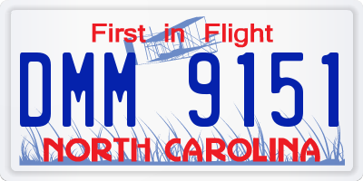 NC license plate DMM9151