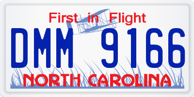 NC license plate DMM9166