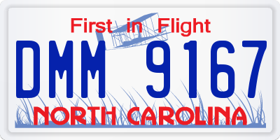 NC license plate DMM9167