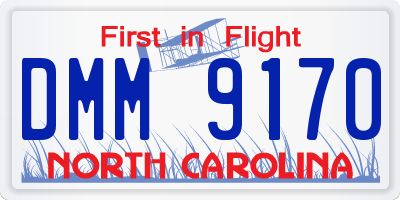 NC license plate DMM9170