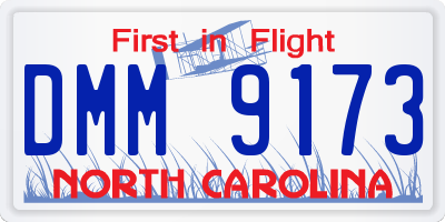 NC license plate DMM9173