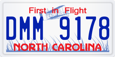 NC license plate DMM9178