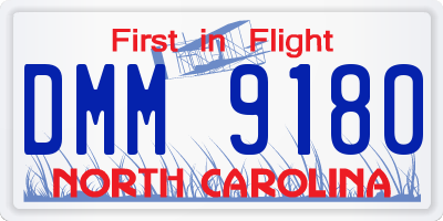 NC license plate DMM9180