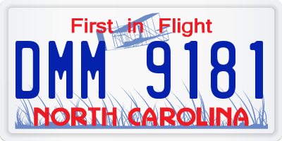 NC license plate DMM9181