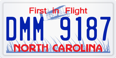 NC license plate DMM9187