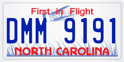 NC license plate DMM9191