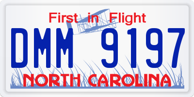NC license plate DMM9197
