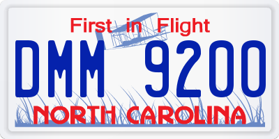 NC license plate DMM9200