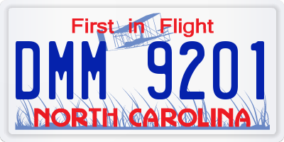 NC license plate DMM9201