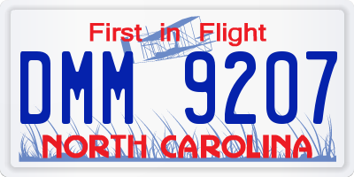 NC license plate DMM9207