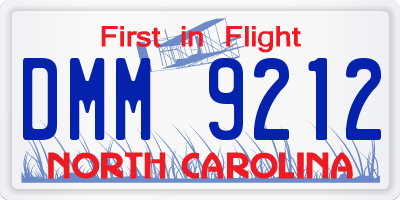 NC license plate DMM9212