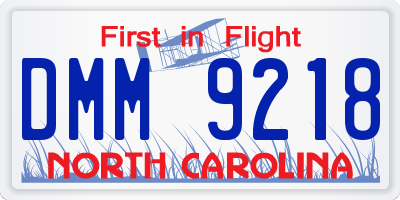 NC license plate DMM9218