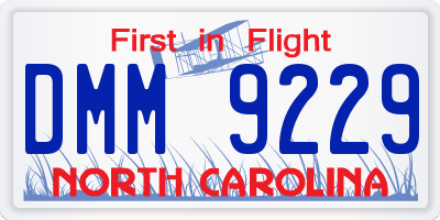 NC license plate DMM9229