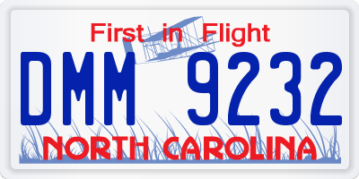 NC license plate DMM9232