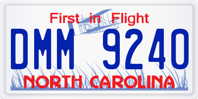 NC license plate DMM9240