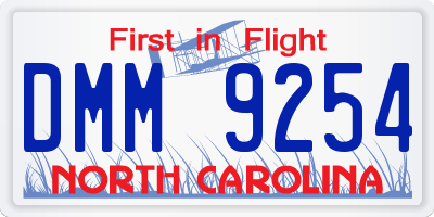 NC license plate DMM9254