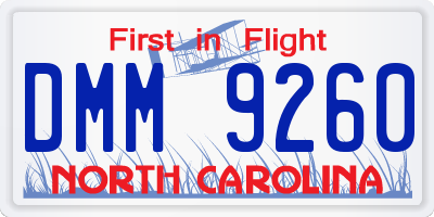 NC license plate DMM9260