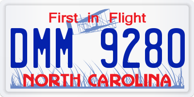 NC license plate DMM9280