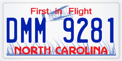 NC license plate DMM9281