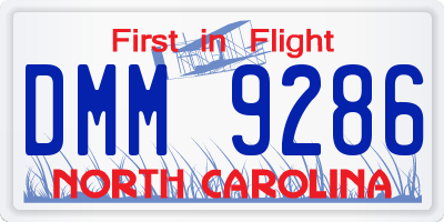 NC license plate DMM9286