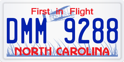 NC license plate DMM9288