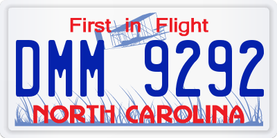 NC license plate DMM9292