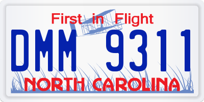 NC license plate DMM9311