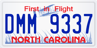 NC license plate DMM9337